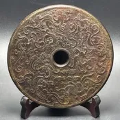 古董做舊老岫玉高古玉古玩玉器玉璧玉石掛件把件玉佩擺件九龍玉壁-202507