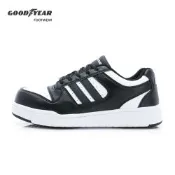 【GOODYEAR 固特異】穩將-2E寬楦 認證塑鋼防護板鞋/男鞋 輕量 透氣孔 白黑(GAMX53929)