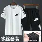  免運 Nike速乾短袖T恤套裝 耐吉運動服 百搭寬鬆夏季套裝 adidas三葉草休閒運動服 透氣吸汗T恤 五分短褲 學生