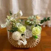 【花訴花藝】繁花綠意永生花籃-/開幕花禮/升遷花禮/祝賀花禮