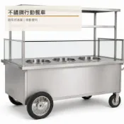180公分三孔不鏽鋼玻璃餐車台 附上架白鐵煮麵工作攤車