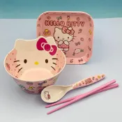 【臺灣-出貨】兒童碗學生餐具套裝可愛卡通-家用吃飯碗防摔防燙碗勺筷杯盤
