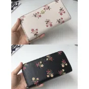 ［現貨］+［預購］COACH美國outlet款 女士蝴蝶結花卉壓花拉鏈錢包 手感超贊 時尚優雅 長夾