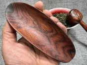 [多藝多]名貴海南黃花梨 辟邪降香 絢麗花紋 紅紫老油梨 不上膠膜 實用茶荷 稱茶容器 本人制