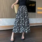 【巴黎精品】現貨限搶 女半身裙長裙A字裙短裙蛋糕裙大碼洋裝休閒大尺碼女裝(復古碎花垂感大裙擺m1aa35)