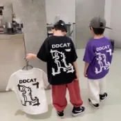熊仔貝兒 現貨 大童衣服 仿韓流行卡通短袖上衣 男童童裝 兒童短袖 純棉 中大童 女童140~170平價熱銷
