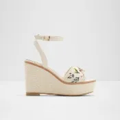 【ALDO】CARRABRIRIEL-花卉草編厚底楔型涼鞋-女鞋(米色)
