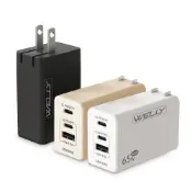 WELLY 65W氮化鎵GaN快充 PD+QC+PPS全兼容 USB-C/A三孔輸出 極速充電器