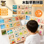 台灣現貨🎨雙面木製益智拼圖玩具 兒童木製場景認知翻翻拼圖 場景認知玩具 雙面拼圖啟蒙認知板 木質拼圖 早教拼圖