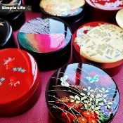 日本進口山中漆器金魚祥鶴小號首飾盒飾品收納盒戒指儲物盒子圓盒