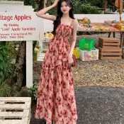 【高品質】🔥洋裝 2026大擺碎花吊帶連衣裙純欲夏薄款甜美收腰碎花連衣裙遮肉遮肚 洋裝連身裙 洋裝 正韓 洋裝長裙