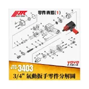 (店+)零件賣場1 JTC-3403  3/4“ 氣動扳手  6分 六分 氣動板手 葉片 軸承 維修 修理