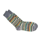 【Paul Smith】PAUL SMITH經典簽名LOGO棉混紡彩色條紋設計襪子(男款/灰x多色)
