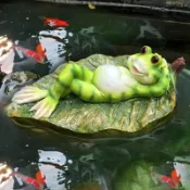 協貿國際日用品生活8館 戶外庭院假山魚缸水景魚池裝飾造景物創意卡通動物浮水青蛙擺件