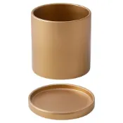[福利商品]22-4_koti-日安生活-莫蘭迪色陶瓷花盆-圓筒形-附底盤-13-x-13-x-13cm-金色-1個