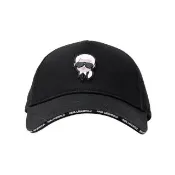 【KARL LAGERFELD 卡爾】老佛爺 經典膠印Logo鴨舌帽-黑色(平輸品)