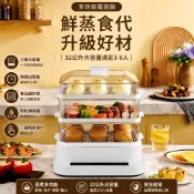 Rtako 多功能早餐機 三層蒸籠箱 透明蒸汽鍋 32L蒸包子機 蒸蛋器 可定時 110V