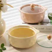 喜挖2店 奶油色帶蓋雙耳泡麵碗學生宿舍高顏值麵碗家用新款螺螄粉碗陶瓷
