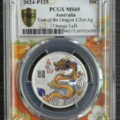 絕美近未流通｜2024 澳洲生肖龍年 1/2oz 彩色紀念銀幣 (PCGS MS69 展會限定版)9999銀