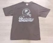 *M!RACLE*美式足球NFL邁阿密海豚隊Miami Dolphins頭盔文字美式印花淺咖啡色棉T