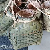 .熱賣*精品*竹編魚簍捕魚竹籠有蓋子漁獲竹編制品黃鱔籠捉魚道具手編竹簍農村小布醬百货