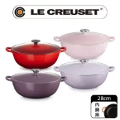 LE CREUSET -琺瑯鑄鐵鍋媽咪鍋 28cm(雪紡粉/水晶紫/櫻桃紅/薰衣草 4色選1)