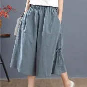 【LANNI 藍尼】★涼爽鬆緊腰七分燈籠褲(女裝/短褲/寬褲/休閒/日系/通勤)