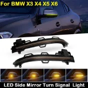 BMW 2 件適用於寶馬 X3 F25 X4 F26 X5 F15 X6 F16 動態琥珀色 LED 側後視鏡燈轉向信號