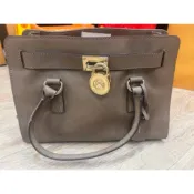 【正品出清】Michael Kors MK Hamilton 經典鎖頭兩用包｜大象灰防刮皮｜經典必備款