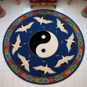 『臺現』 100%正品八卦圖地毯水晶絨太極地墊圓形圓形家用中式太極古典中國風祥雲