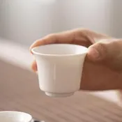 臺灣現貨加勇德化白瓷純白描金品茗杯聞香杯主仁杯個仁杯子小號