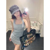 【Yvette】掛脖露背洋裝 褶皺收腰短裙 粉色甜辣穿搭 掛脖洋裝款 約會氣質造型
