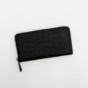 美國百分百【全新真品】COACH 皮夾 CE551 長夾 皮革 專櫃精品 錢包 logo 壓紋 黑色 CZ53