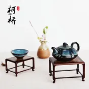 協貿國際日用品生活8館 紅酸枝木質擺件托架方形實木花盆栽茶壺奇石頭玉石底座高腳小花架
