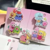 🎀臺灣出貨🎀可愛海綿寶寶派大星髮夾少女亞克力鴨嘴學生卡通海邊髮飾髮飾女
