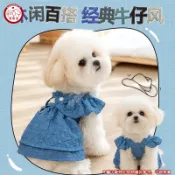 現貨 貓咪牛仔洋裝 狗狗洋裝  秋季狗狗經典港風牛仔洋裝貓兩腳吊帶裙子泰迪比熊 寵物狗衣服 寵寵屋BOBOPETS