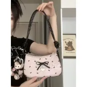 ✨通懃雙肩包 單肩包 側背包 女生包包 餃子包 包包 大容量 新款廠家生産粉色蝴蝶結腋下包女夏質感輕奢單肩小方包包包新 