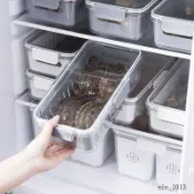 🎀熱銷新品🎀中號冰箱收納盒透明蓋密封盒廚房食物冷凍保鮮盒火鍋蔬菜瀝水籃