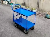【台中-宏東輪車行】(F-401)鐵製/1.5尺*2.5尺/小型四輪手推車(雙層款+可拆式設計)可當活動攤車使用