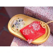 中型吉祥袋+【長綬帶結】 絲綢布-御守護身符 香火袋 保平安 平安符袋【鹿府文創 B02S31】