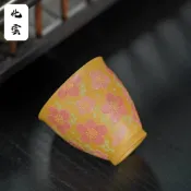 【化雲】宜興原礦紫砂主人杯精品泥繪紫砂百花杯繁華似錦功夫茶具聞香杯