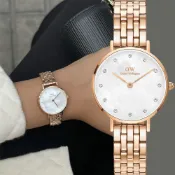 Daniel Wellington DW 女錶-28mm/玫瑰金框 Petite Lumine Melrose 優雅晶鑽珍珠貝手錶 DW00100613