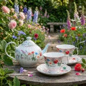 (店+)CAN YAO📍南法花園 新骨瓷一壺兩杯組 午茶組 花茶壺 壺杯組 套組 咖啡杯套組 1壺2杯 