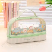【本物研究所🎨】新品✨ 大容量筆袋 學生用筆袋手提大容量筆袋國小生女孩ins風可愛生高顏值女生透明文具鉛筆盒上學必備