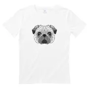 Geometric Pug 男女 短袖T恤 白色 幾何 巴哥 哈巴狗 法鬥 狗 犬 動物 美國棉