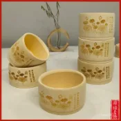【免運】竹碗家用喫飯碗無漆竹製荷花碗大號兒童碗防摔竹子竹筒蒸飯碗商用