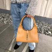 【日本直送 名牌中古包】GUCCI 古馳 側肩包 棕色 賈姬包 皮革 單肩包 vintage