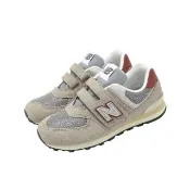 【NEW BALANCE】休閒鞋 574 寬楦 中童 小朋友 旱石棕 國王酒紅 麂皮 魔鬼氈 運動鞋(PV574SKB-W)