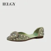IELGY 女款復古淺尖頭軟底豆豆平底鞋