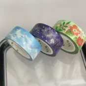 BGM 品牌系列 1.5cm*5m 鯨魚 煙火 花卉 燙金紙膠帶 和紙膠帶 紙膠帶